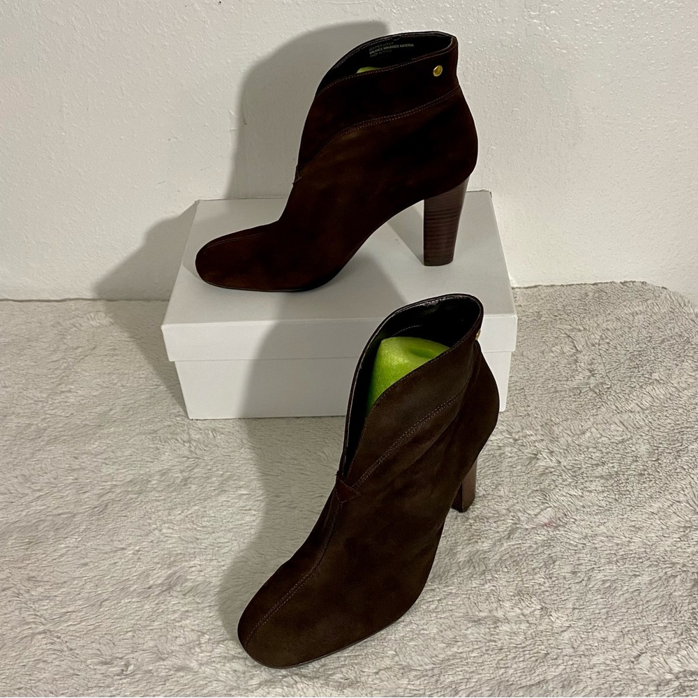 Franco Sarto Limber Dark Brown Suede Ankle Booties Size 6.5M